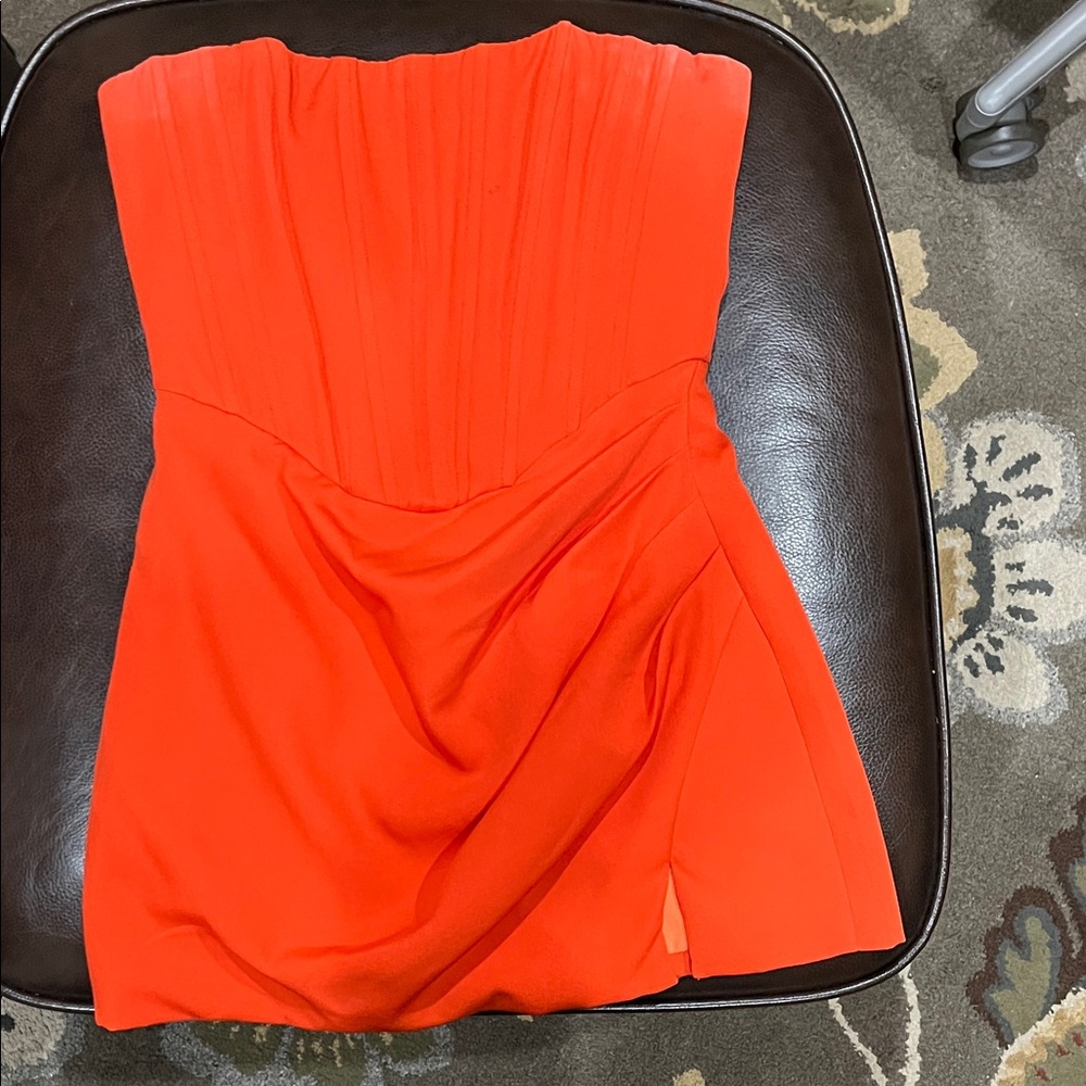 Elegant Strapless Orange Dress